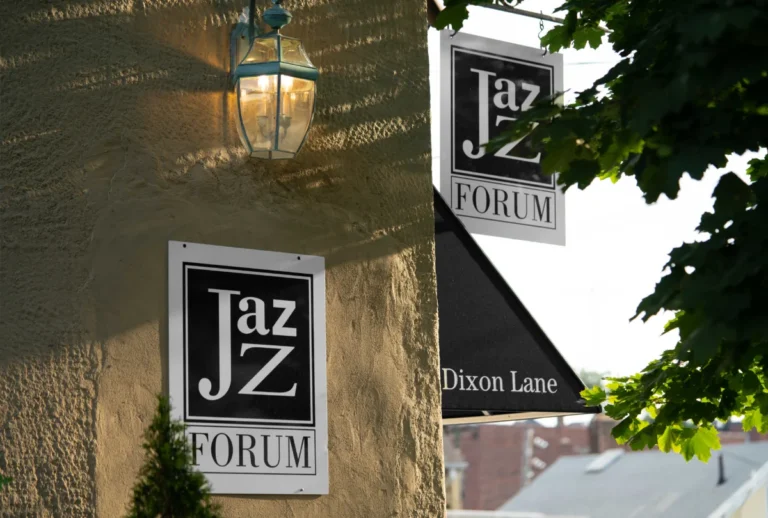 Picture of the logo outside the Jazz Forum