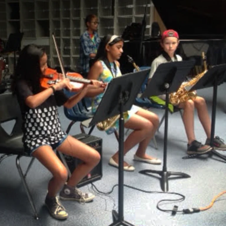 Students practicing instruments