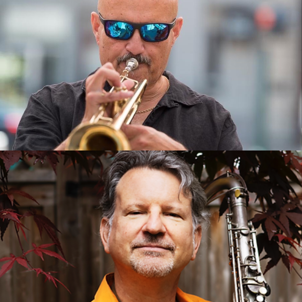 A photograph of Jazz musicians Chris Pasin and Jeff Lederer