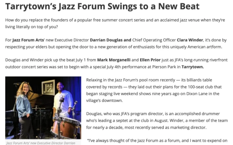 Tarrytown’s Jazz Forum Swings to a New Beat